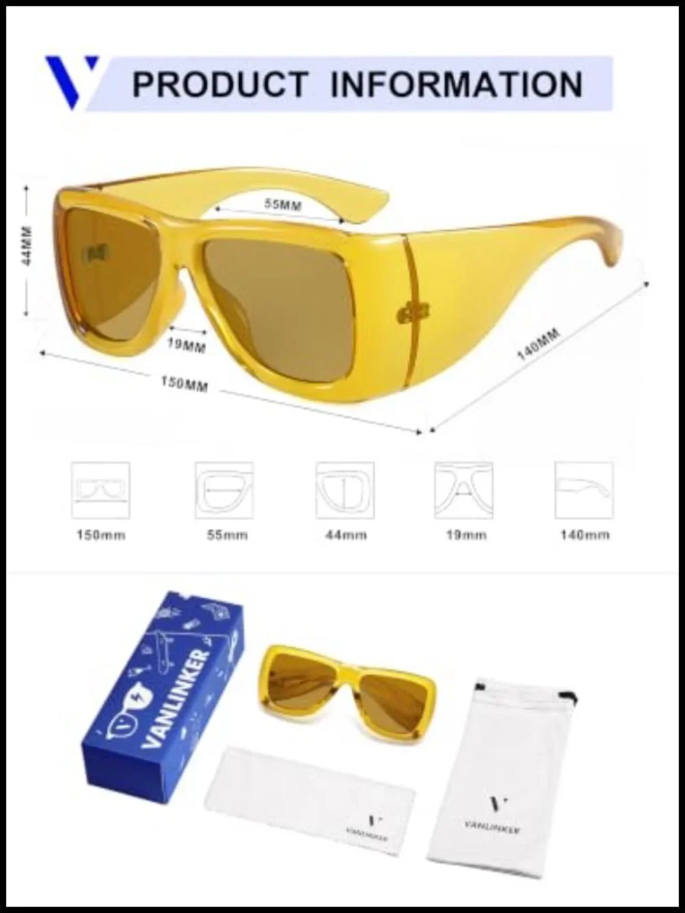 Retro Chunky Oversized Aviator Sunglasses with UV400 Protection Square Thick